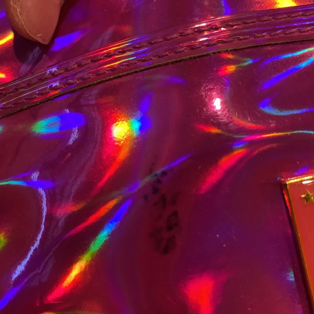 Jeffree Star Holographic Pink Makeup Bag With Gold Zipper beauty cosmetics bags